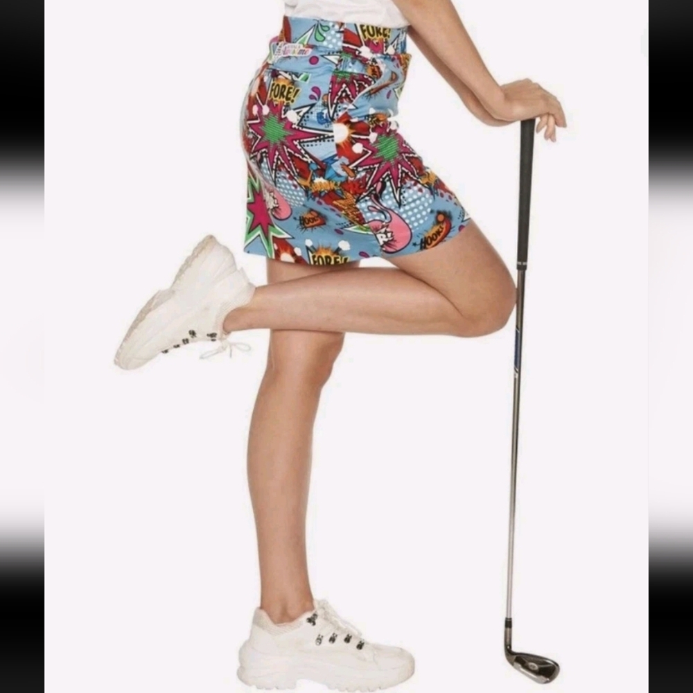 Royal and Awesome Golf Skort Partoon Blue Comic Book Skirt Women's Plus 14